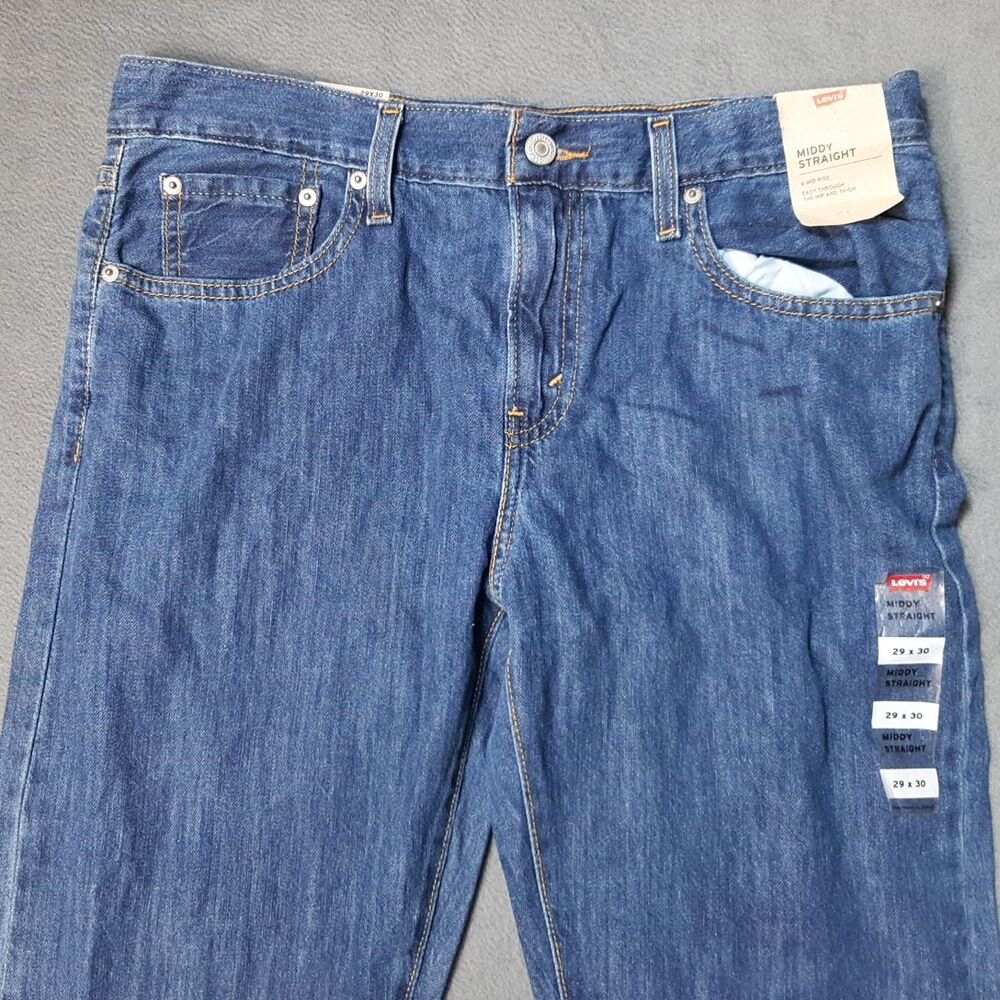 NEW Levis Jeans Womens 29 34x30 Blue Denim Medium Wash Middy Straight Strauss Co
